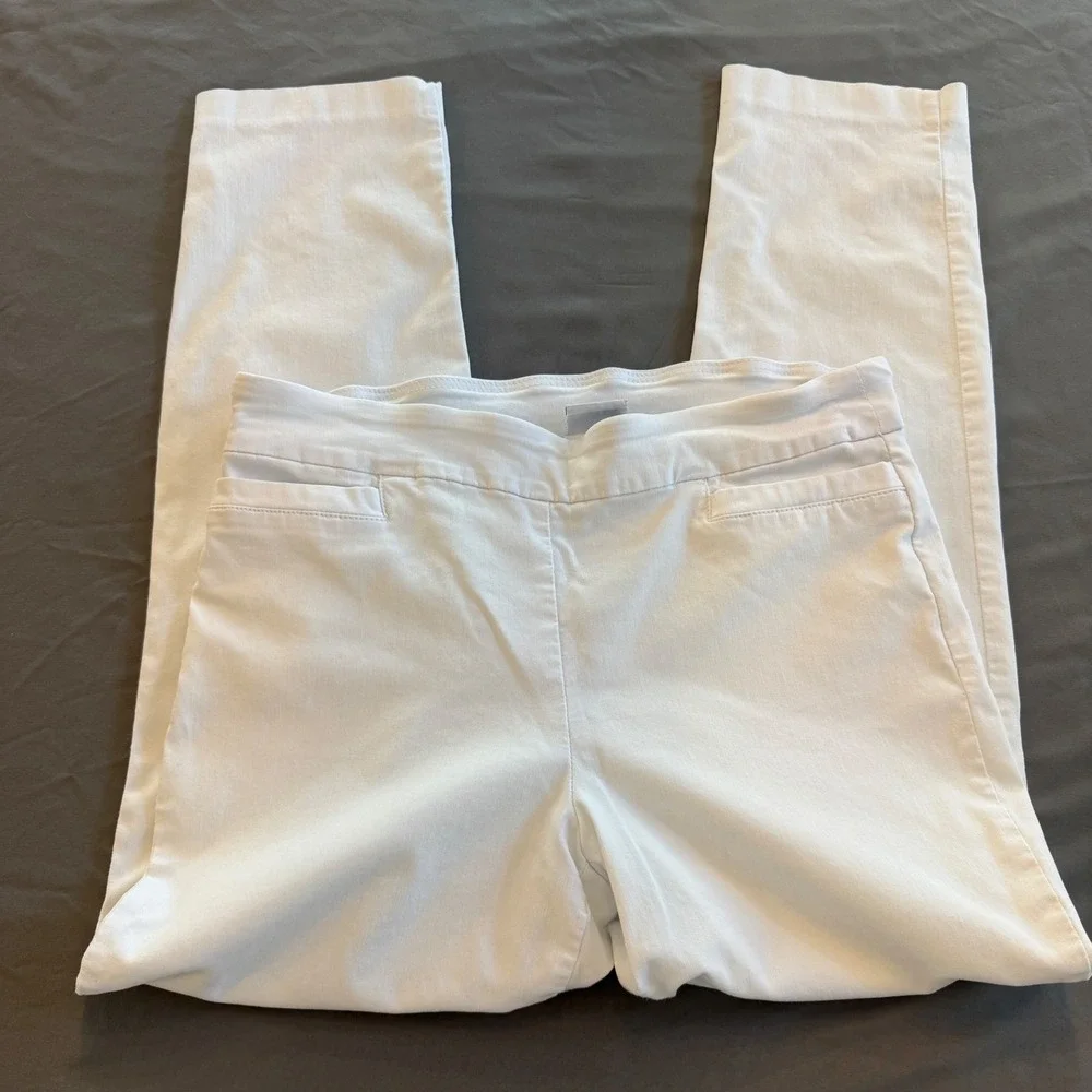 Kim Rogers Womens White Pull On Straight Leg Tummy Control Pants Size 12 Stretch